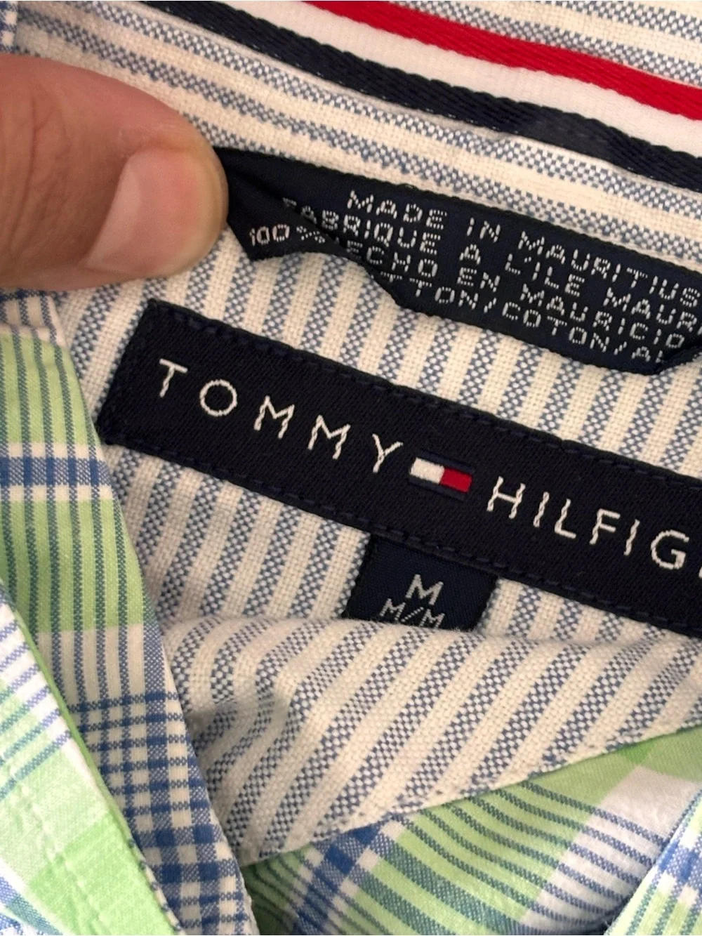 Tommy Hilfiger Light Green & Blue Plaid Button-Down Shirt - Picture 5 of 8